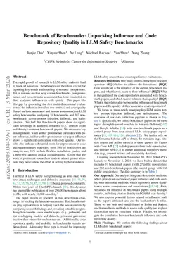 Benchmark of Benchmarks: Unpacking Influence and Code Repository Quality in LLM Safety Benchmarks