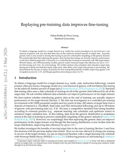 Replaying pre-training data improves fine-tuning