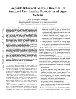 AegisUI: Behavioral Anomaly Detection for Structured User Interface Protocols in AI Agent Systems