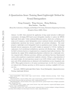 A Quantization-Aware Training Based Lightweight Method for Neural Distinguishers