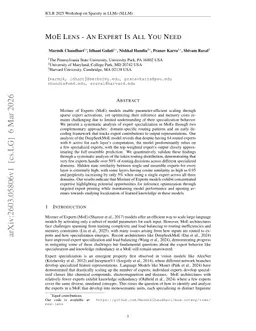 MoE Lens -- An Expert Is All You Need