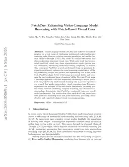 PatchCue: Enhancing Vision-Language Model Reasoning with Patch-Based Visual Cues