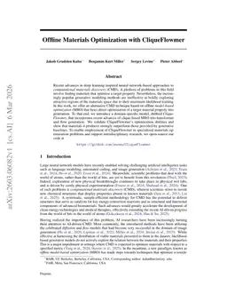 Offline Materials Optimization with CliqueFlowmer