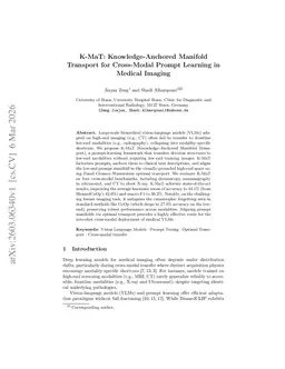 K-MaT: Knowledge-Anchored Manifold Transport for Cross-Modal Prompt Learning in Medical Imaging