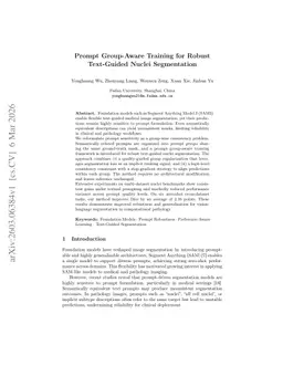Prompt Group-Aware Training for Robust Text-Guided Nuclei Segmentation
