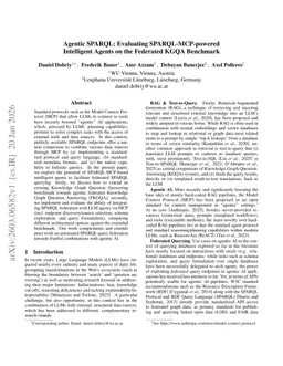 Agentic SPARQL: Evaluating SPARQL-MCP-powered Intelligent Agents on the Federated KGQA Benchmark
