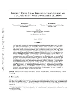 Efficient Chest X-ray Representation Learning via Semantic-Partitioned Contrastive Learning