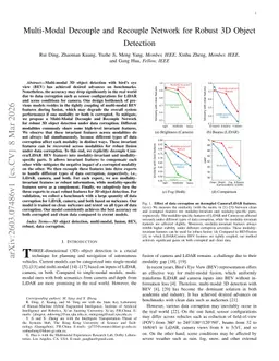 Multi-Modal Decouple and Recouple Network for Robust 3D Object Detection
