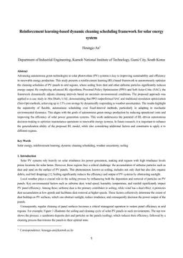Reinforcement learning-based dynamic cleaning scheduling framework for solar energy system
