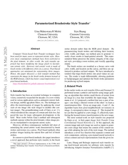 Parameterized Brushstroke Style Transfer