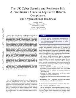 The UK Cyber Security and Resilience Bill: A Practitioner's Guide to Legislative Reform, Compliance, and Organisational Readiness