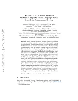 SAMoE-VLA: A Scene Adaptive Mixture-of-Experts Vision-Language-Action Model for Autonomous Driving