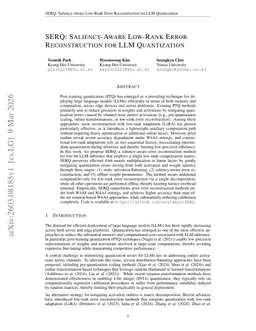 SERQ: Saliency-Aware Low-Rank Error Reconstruction for LLM Quantization