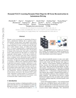 DynamicVGGT: Learning Dynamic Point Maps for 4D Scene Reconstruction in Autonomous Driving