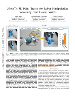 3PoinTr: 3D Point Tracks for Robot Manipulation Pretraining from Casual Videos
