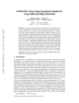 FOMO-3D: Using Vision Foundation Models for Long-Tailed 3D Object Detection