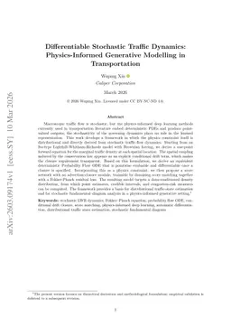 Differentiable Stochastic Traffic Dynamics: Physics-Informed Generative Modelling in Transportation
