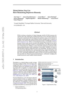 Think Before You Lie: How Reasoning Improves Honesty