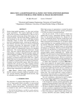 BiSe-Unet: A Lightweight Dual-path U-Net with Attention-refined Context for Real-time Medical Image Segmentation