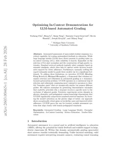 Optimizing In-Context Demonstrations for LLM-based Automated Grading