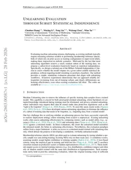 Unlearning Evaluation through Subset Statistical Independence