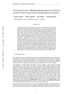 Curation Leaks: Membership Inference Attacks against Data Curation for Machine Learning