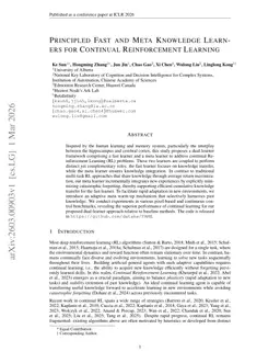 Principled Fast and Meta Knowledge Learners for Continual Reinforcement Learning