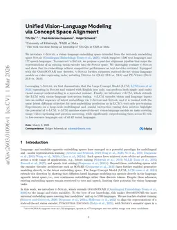 Unified Vision-Language Modeling via Concept Space Alignment