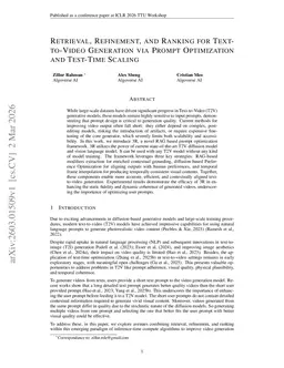 Retrieval, Refinement, and Ranking for Text-to-Video Generation via Prompt Optimization and Test-Time Scaling