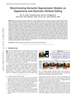 Benchmarking Semantic Segmentation Models via Appearance and Geometry Attribute Editing