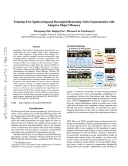 Training-Free Spatio-temporal Decoupled Reasoning Video Segmentation with Adaptive Object Memory