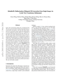Dehallu3D: Hallucination-Mitigated 3D Generation from Single Image via Cyclic View Consistency Refinement