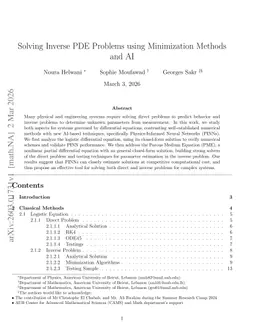 Solving Inverse PDE Problems using Minimization Methods and AI