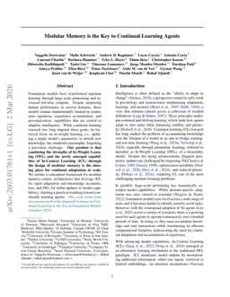 Modular Memory is the Key to Continual Learning Agents