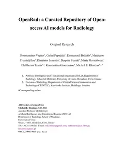 OpenRad: a Curated Repository of Open-access AI models for Radiology