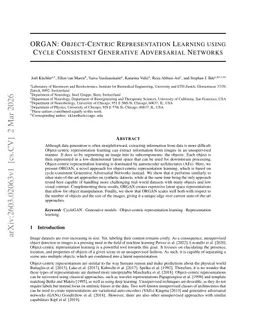 ORGAN: Object-Centric Representation Learning using Cycle Consistent Generative Adversarial Networks