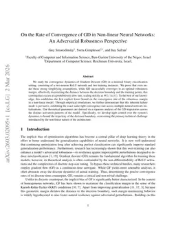 On the Rate of Convergence of GD in Non-linear Neural Networks: An Adversarial Robustness Perspective