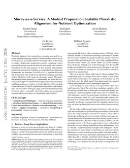 Slurry-as-a-Service: A Modest Proposal on Scalable Pluralistic Alignment for Nutrient Optimization