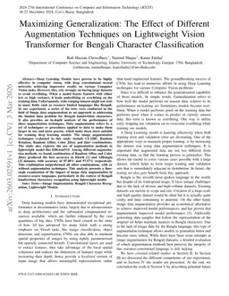 Maximizing Generalization: The Effect of Different Augmentation Techniques on Lightweight Vision Transformer for Bengali Character Classification