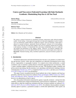 Convex and Non-convex Federated Learning with Stale Stochastic Gradients: Diminishing Step Size is All You Need