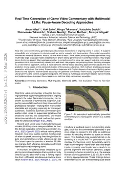 Real-Time Generation of Game Video Commentary with Multimodal LLMs: Pause-Aware Decoding Approaches