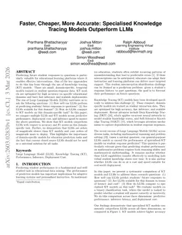 Faster, Cheaper, More Accurate: Specialised Knowledge Tracing Models Outperform LLMs