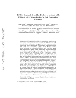 DSBA: Dynamic Stealthy Backdoor Attack with Collaborative Optimization in Self-Supervised Learning