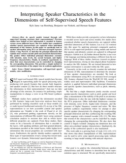 Interpreting Speaker Characteristics in the Dimensions of Self-Supervised Speech Features