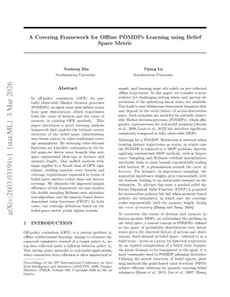A Covering Framework for Offline POMDPs Learning using Belief Space Metric