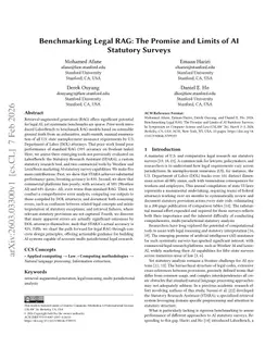 Benchmarking Legal RAG: The Promise and Limits of AI Statutory Surveys