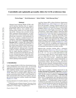Controllable and explainable personality sliders for LLMs at inference time