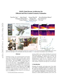 DAGE: Dual-Stream Architecture for Efficient and Fine-Grained Geometry Estimation