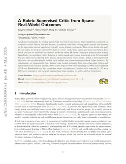 A Rubric-Supervised Critic from Sparse Real-World Outcomes