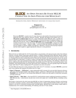 BLOCK: An Open-Source Bi-Stage MLLM Character-to-Skin Pipeline for Minecraft